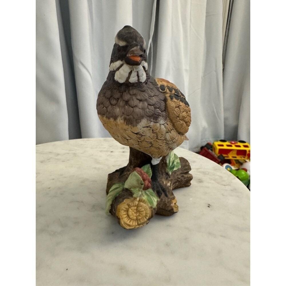 Norcrest Ceramic Quail Bird Figurine on Log with Berries Hand‎ Painted Taiwan - Picture 3 of 8